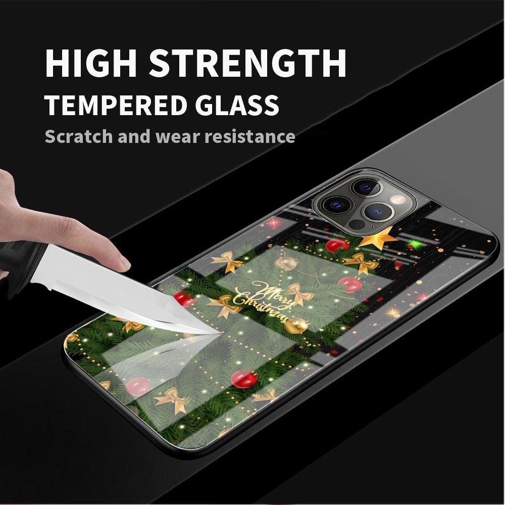 Snow Merry Christmas Glass Case For Apple iPhone 13 14 11 12 Pro 7 XR X XS Max 8 6 6s Plus 13Pro Tempered Phone Cover