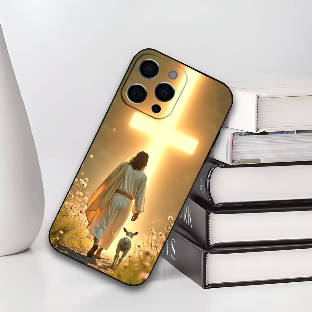 Faith Christian Religious Jesus Phone Case For iPhone 17,16,15,14,13,12,11 Plus,Pro Max,XS,Soft Black Cover