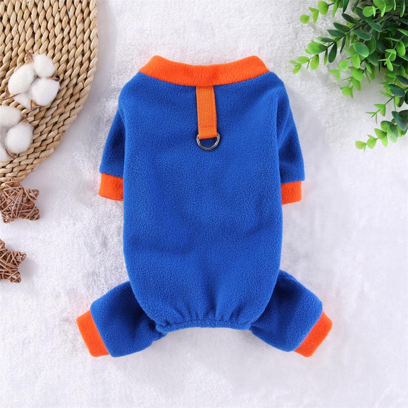 Windproof Fleece Four-Legged Pet Jumpsuit with Leash Loop – Autumn/Winter