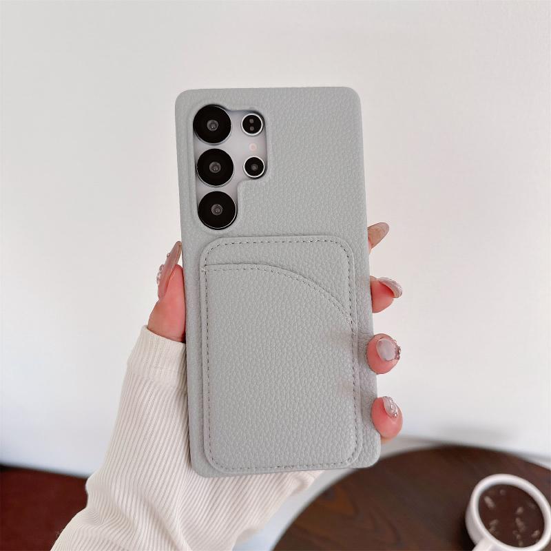 Luxury Wallet Card Slot Solid Color Matte Hard PC Phone Case For Samsung S25 Ultra Edge S23 S22 S24 Ultra Plus FE Bumper Cover