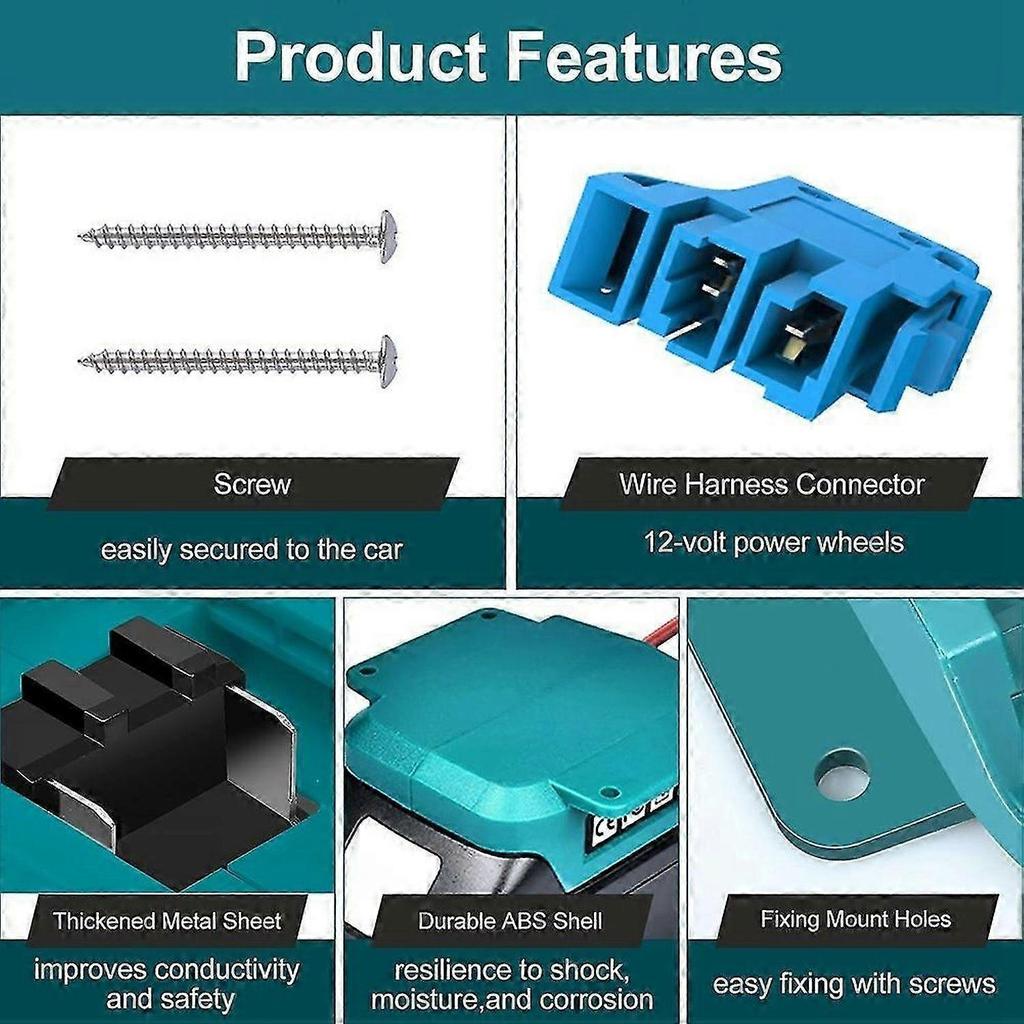 Adaptor roată de putere pentru baterie Makita 18V LXT cu conector cablaj și siguranță pentru roată de putere Peg-Perego 12 Volți