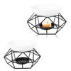 Geometric Iron Ceramic Essential Oil Aroma Burner Candle Holder Home Office Decoration