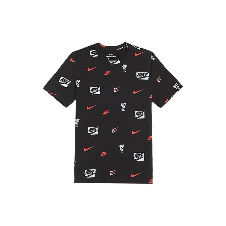 Nike Full Print Logo Athleisure Casual Sports Short Sleeve Black Men s CV8963-010 M