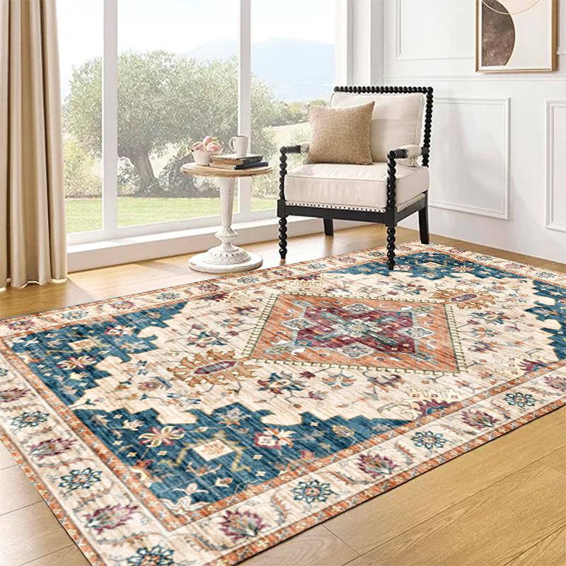 Klassisk Europeisk Tryckt Matta för Vardagsrum Heminredning Sovrum Kök Halkfria Mattor Områdesgolvmatta Tvättbara Mattor