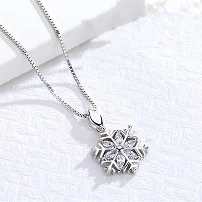 Collana coreana Mori Girl con zirconi a fiocco di neve e motivi floreali - Regalo di Natale