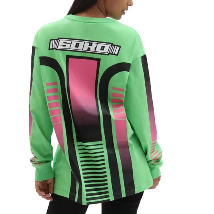 Vans X Sarah Andelman Collaboration SS22 Cartoon Cat Letter Print Crew Neck Pullover Long Sleeve T-Shirt Women Tops Green VN0A7RLQYRO