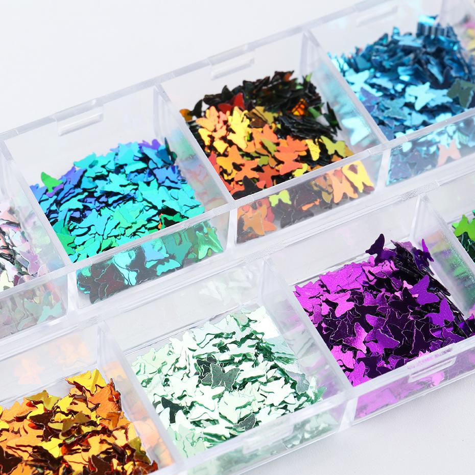 Nail Art Accessories 12 Colors Laser Gradient Symphony Butterfly Sequin Nail Decoration