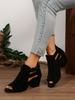 Fashion Women Sandals  Chunky High Heels Soild Gladiator Open Peep Toe Women Black Shoes Buckle Back Zipper Sandalias De Mujer