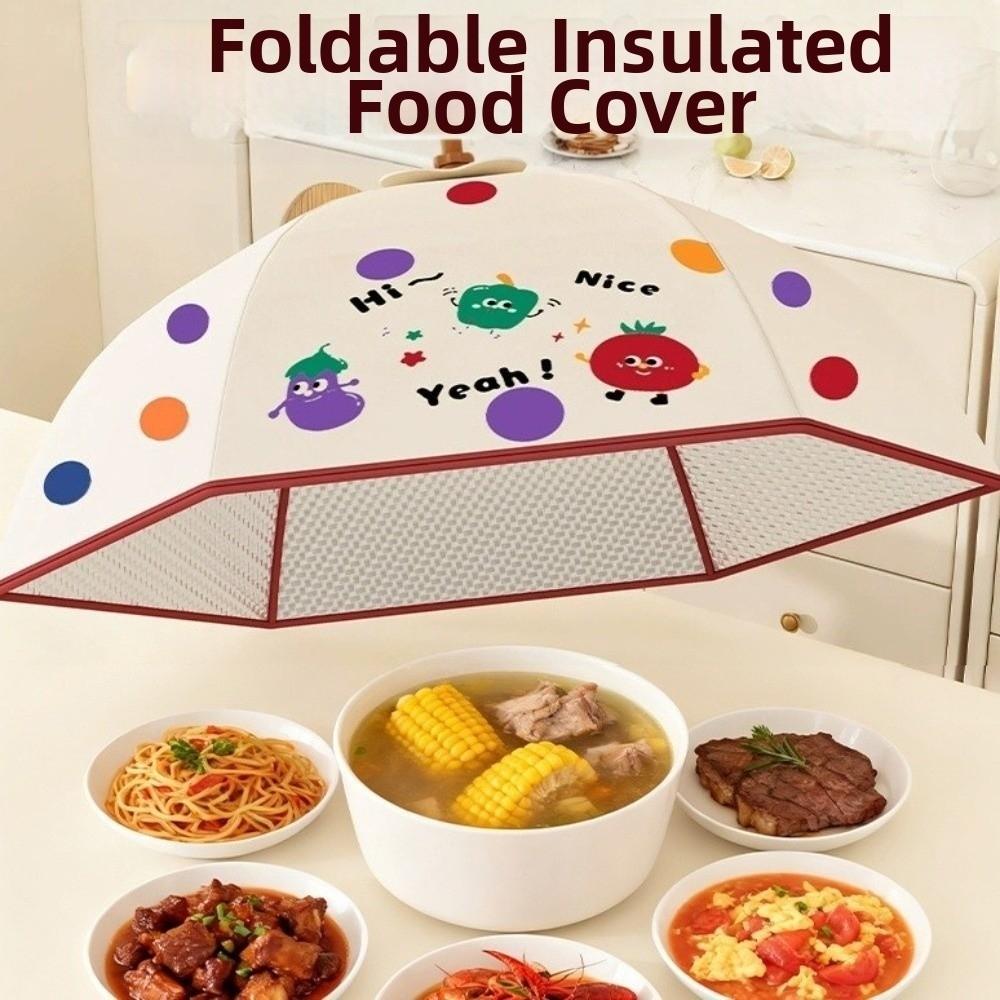 Aluminum Foil Vegetable Cover Umbrella Style Dust Cover Cartoon Insulation Cover for Dining Table