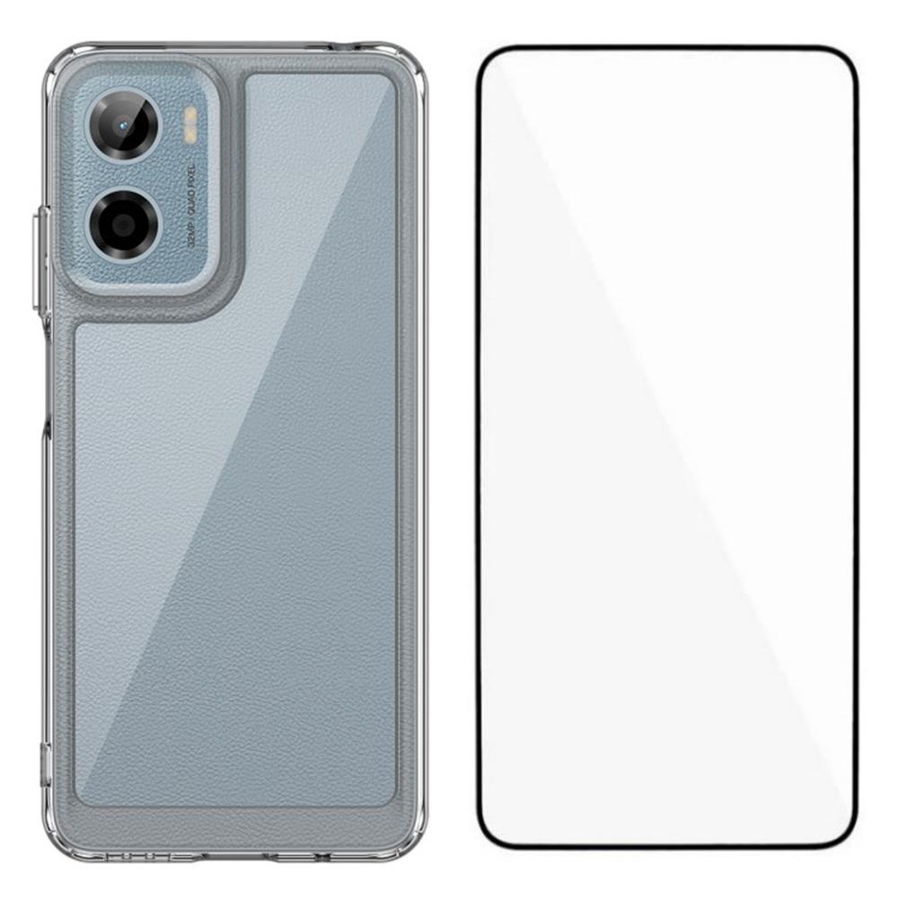 

WANLONFENG MF Series for Motorola Moto G05 4G Case TPU Acrylic Clear Phone Cover with Tempered Glass Film Type A