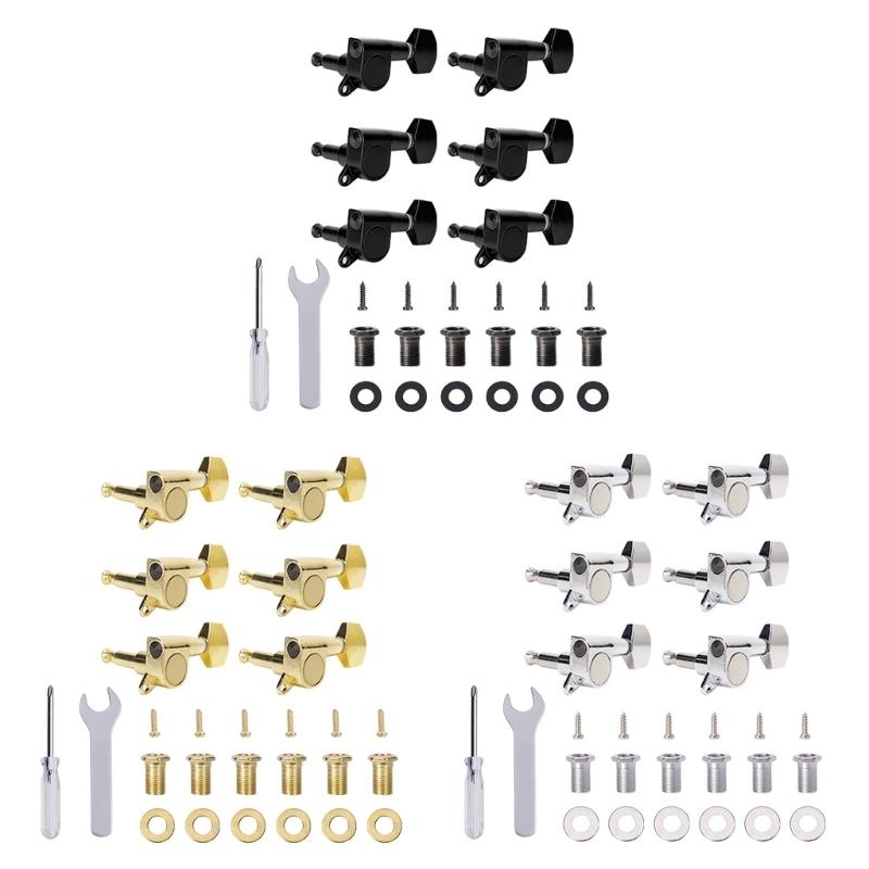 6Pcs 6 Inline Sealed Guitar Tunings Pegs Machine Head String Tuners Tunings Key Replacement Acoustics Guitar Tuner