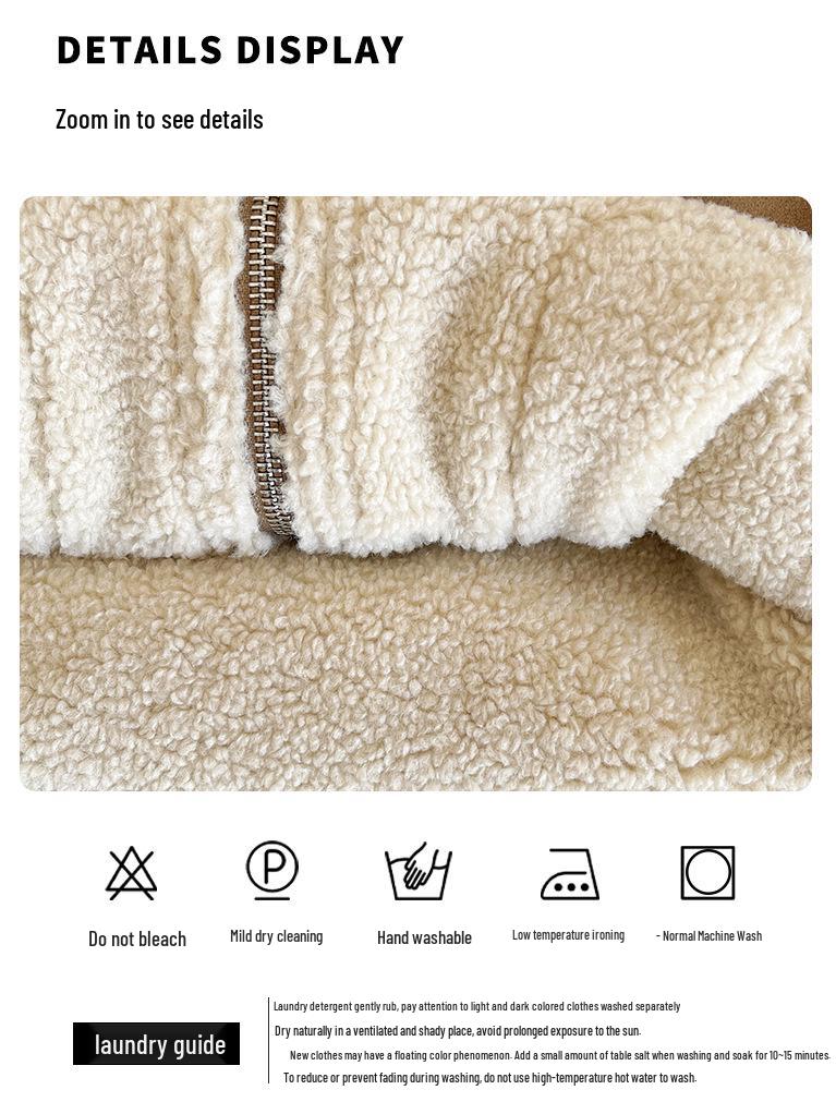 Nausicaä 2025 Vinter Barns Semsket Ståkragekåpe, Gutter og Jenters Lappeteppe Pels Topp.