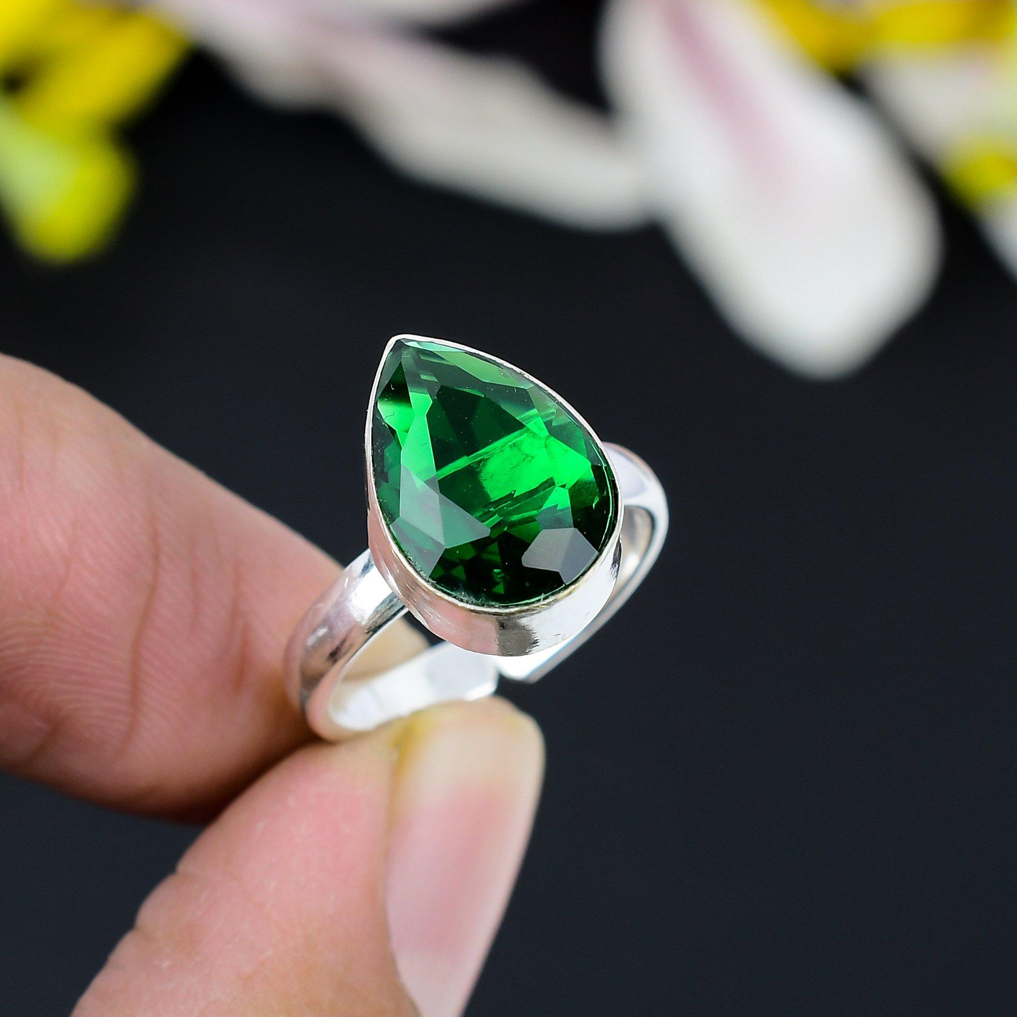 

Chrome Diopside Gemstone Handmade 925 Sterling Silver Jewelry Ring Size 10 KG-366