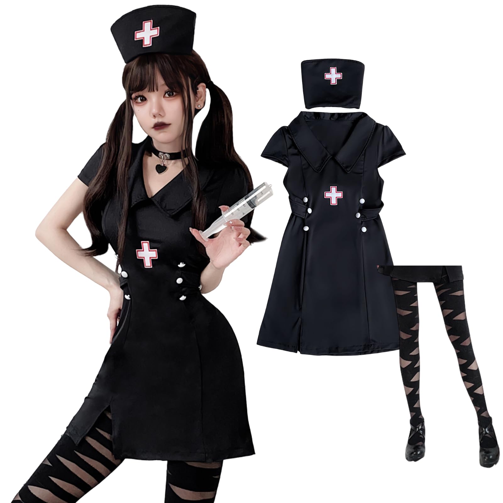 

Женское платье медсестры Milky Time, белое и черное, костюм для косплея на Хэллоуин