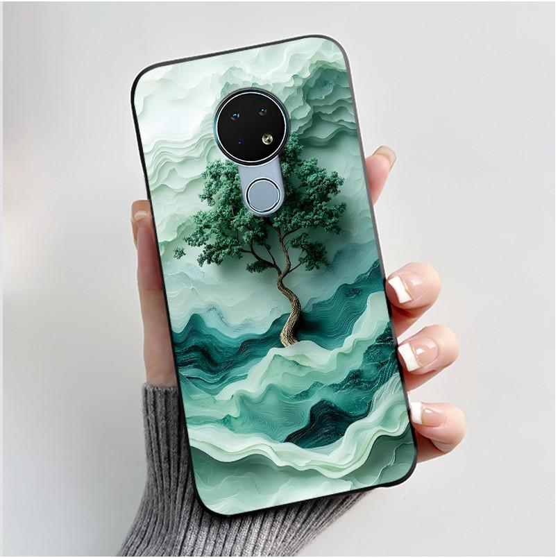 Coque Mignonne Pour Nokia 6.2 / Nokia 7.2 Fundas Capa Coque Imprimée Coque de Protection Silicone Souple Dessin Animé Coque Noire