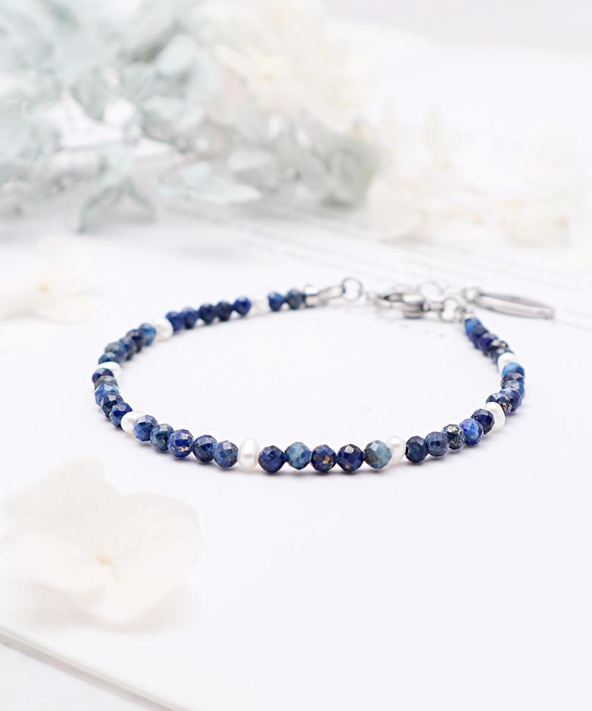Polalita Lapis Cut Pearl Point Bracelet (Plt-Br-088_Bl)