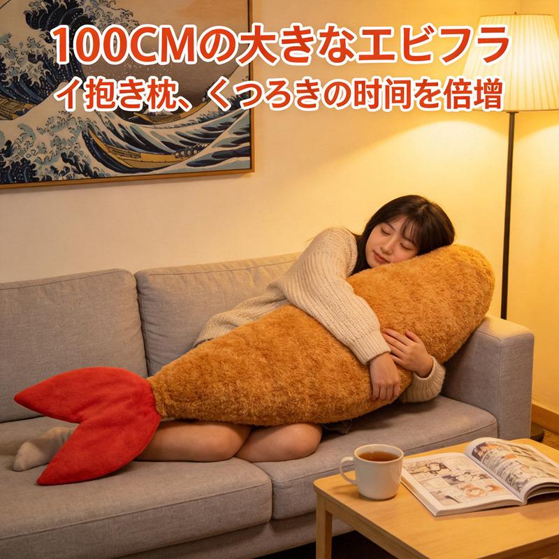 100cm Kawaii Garnelen-Plüschtiere Lebensechte Küche Tempura Stofftierpuppe Weiches Lustiges Kissen Geburtstagsgeschenke