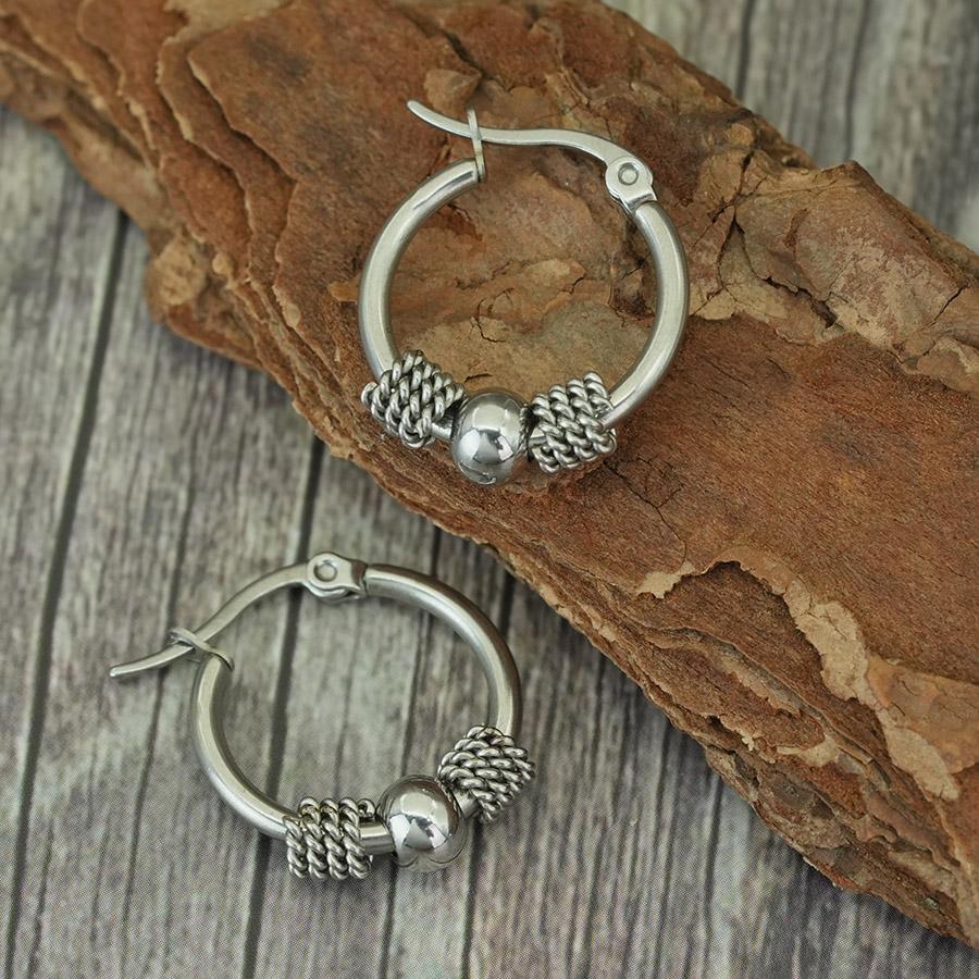 Vintage Circular Spring Earrings Women Stainless Steel Knot Design Beads Opening Luxury Ear Accessories Valentine Day Gift Joias