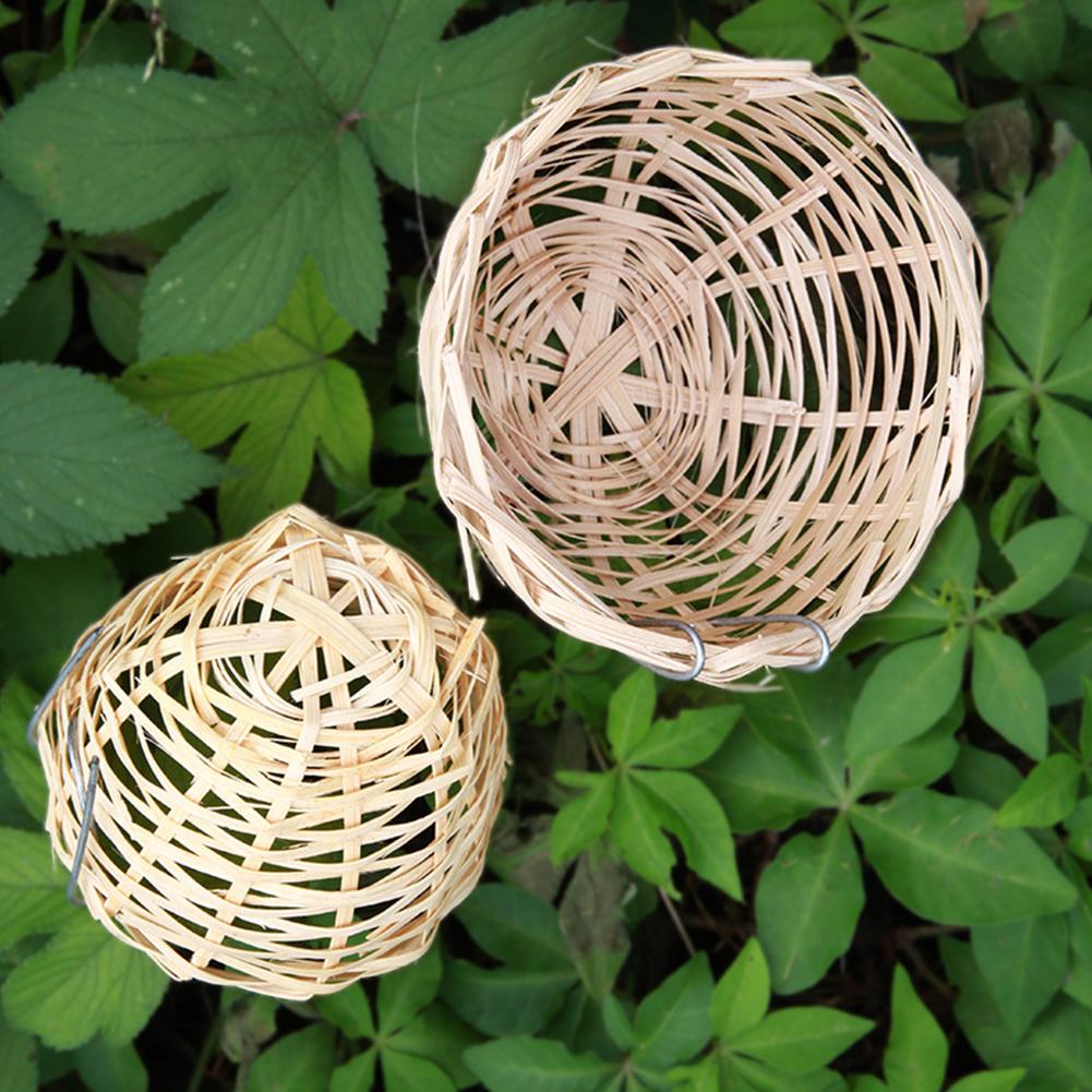 Bambusgewebe mit Haken für Vogelnester Naturgras Outdoor Haus Käfig Vogel Vogel Ei Käfig Deko F0F7