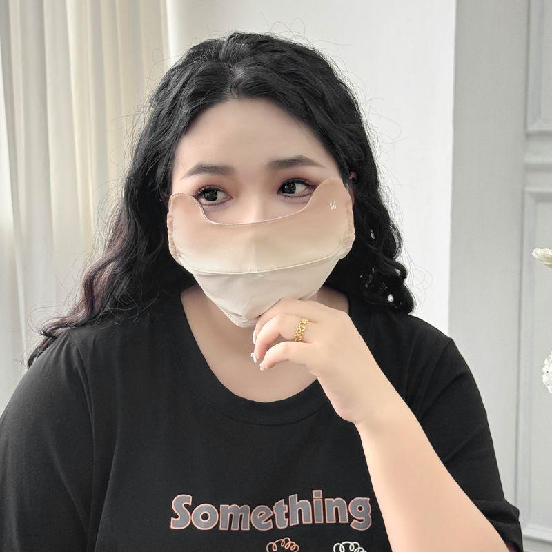 

[UPF50 + Gradient Blush Mask] Extra Large Widened Good-looking Cool Feeling Breathable Eye Protection Angle Sunscreen Mask for Women Smoke powder bean paste F