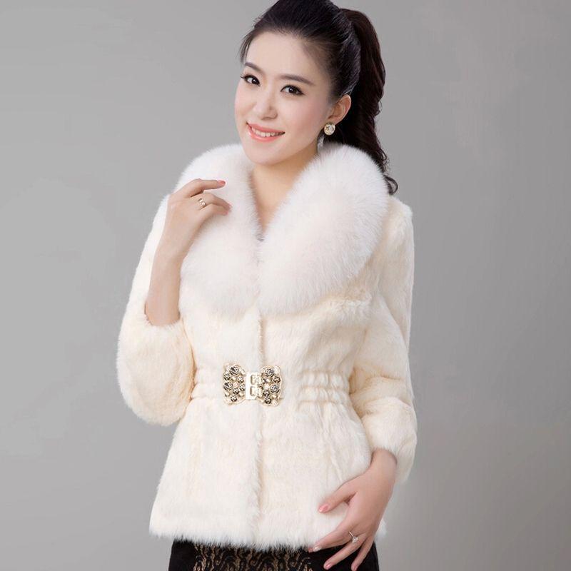 Autumn and Winter New Korean Version Imitation Rabbit Fur Short Fur Coat Women's Waist Middle-aged and Elderly Coat 30-50 Years Old