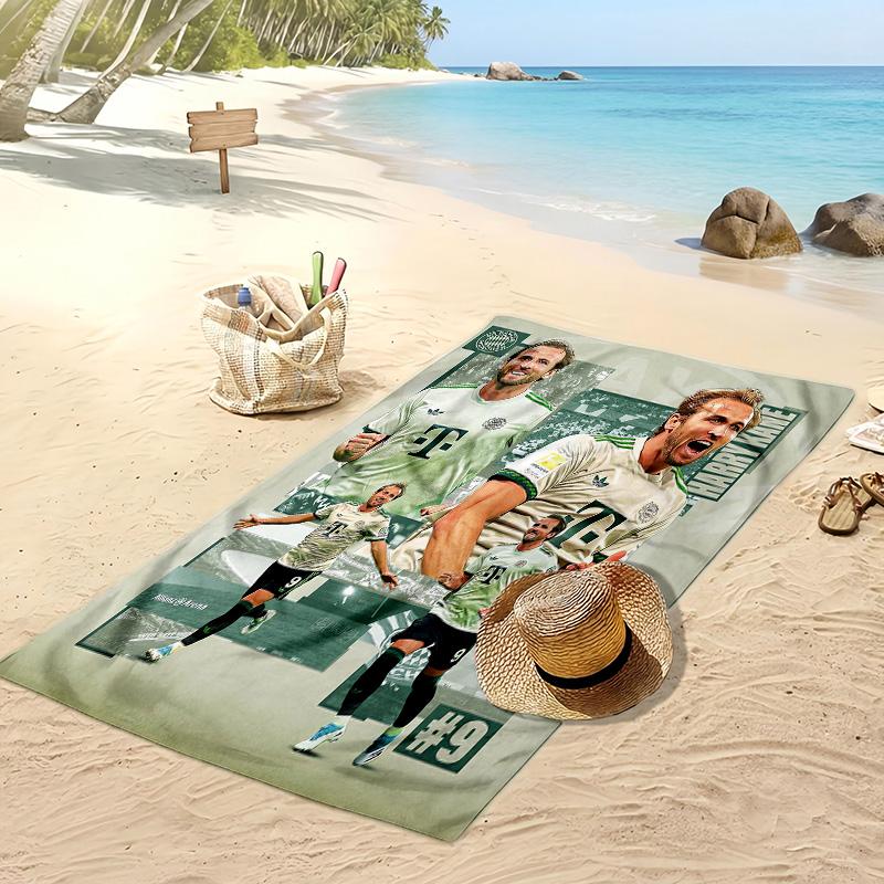 Harry Kane Aufdruck Strandtuch Schnelltrocknend Weiches Handtuch Tragbar Große Rechteckige Stranddecke für Reisen Schwimmbad