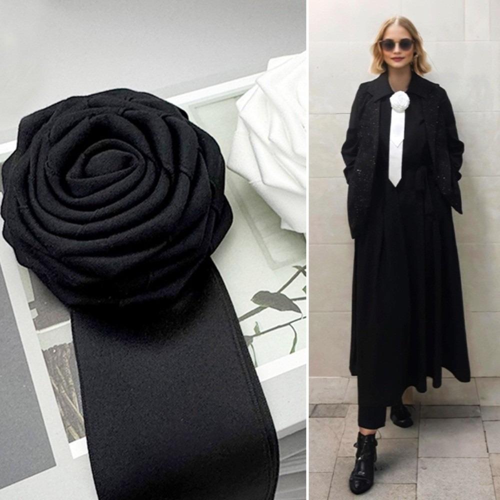 BEPAN Simple Fabric Rose Flower Bowtie Solid Color Collar Cravat Collar Flower Brooch British Style Gentleman's Bow Tie Men