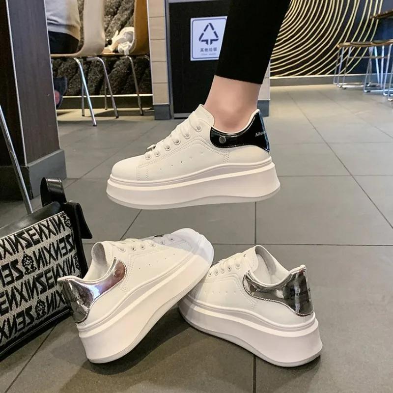 Fashion 2024 Brand Leather Women's Sneakers White Platform Woman Sports Sneakers Female Vulcanized Shoes Sneakers Casual Ladies
