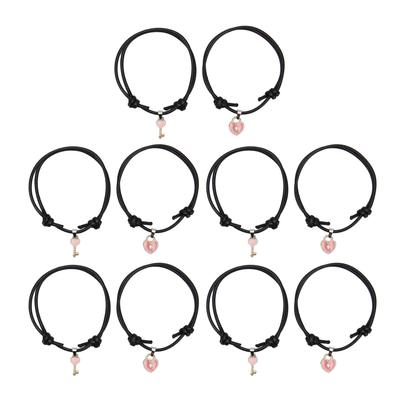 10Pcs Heart Shape Bracelet Nylon Rope Length Adjustable Easy Match Stylish Bracelet Jewelry for Couple Women Men Gift