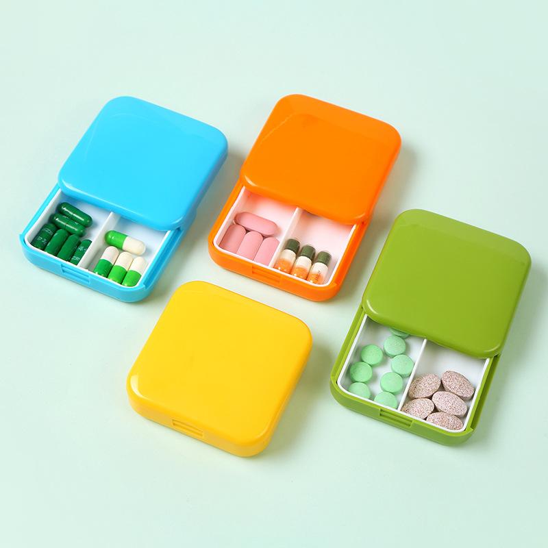 Mini Portable AM PM Pill Organizer Daily 2 Times Pill Case Travel Pill Box 2 Compartment Easy Open Vitamin Container for Pills