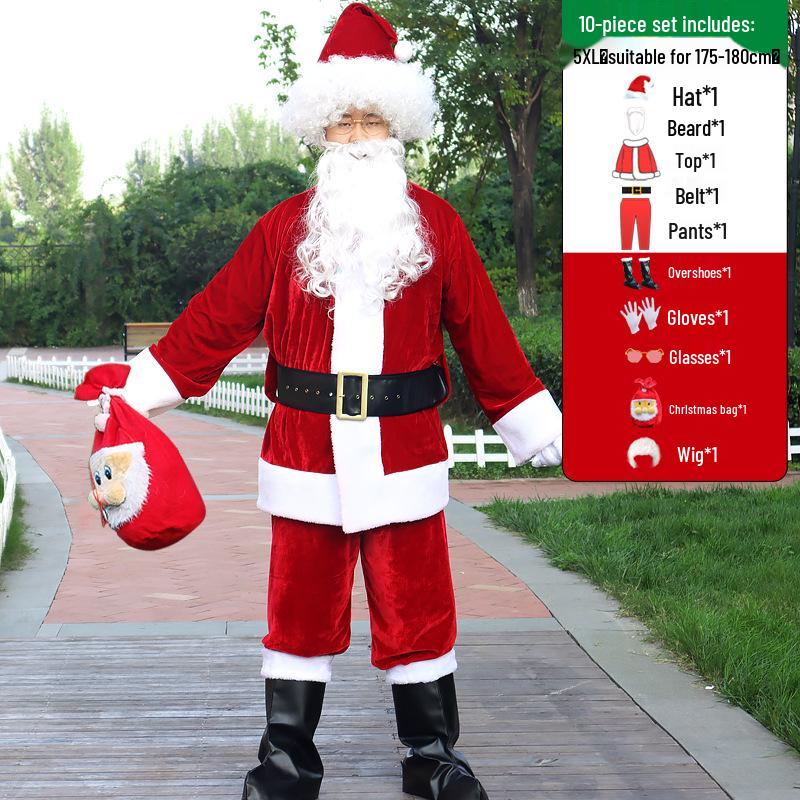 Adult Santa Claus Costume Set - Men's & Women's Plus Size Christmas Outfit