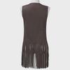 Giacca con Frange Stile Europeo e Americano da Donna 2025, Velluto Scamosciato, Gilet Mid-Length Senza Fibbia.
