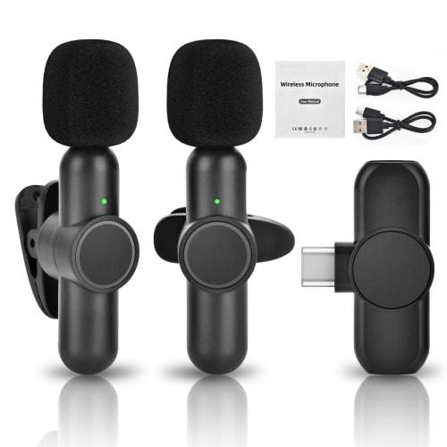 Fifod Wireless Lavalier Microphone, Compatible with Type-C and Android, Compatible with 2 People Simultaneously, Plug and Play, 360 Sound Collection,
