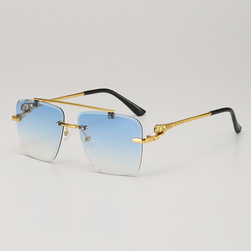 JYL TS Rimless Sunglasses With Leopard Pattern UV Protection For Photo Shooting 90229