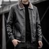 Winter-Lederjacke für Herren, neues Revers für mittlere und ältere Menschen, mit Plüschfell und Fell, integriert mit fetter, übergroßer Herren-PU-Lederjacke