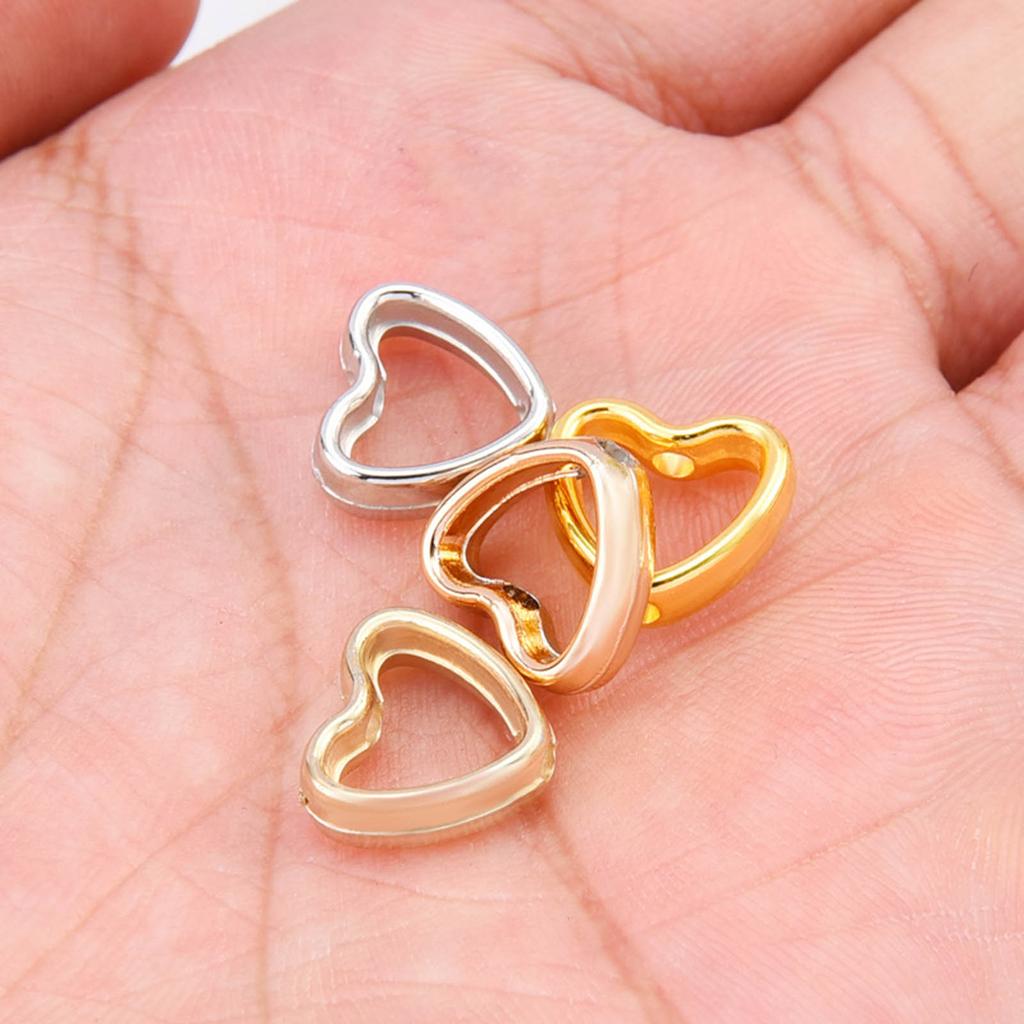 50 Pack Unique Heart Shaped Spacer Beads CCB Material Hollow Love Pendant Spacer Connectors DIY Jewelry Supplies for DIY