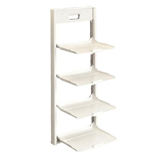 Kitchen Storage Rack Wall Mounted with Suction Cup Organizer Foldable Serving Platter Countertop Shelf for Bowls Plates