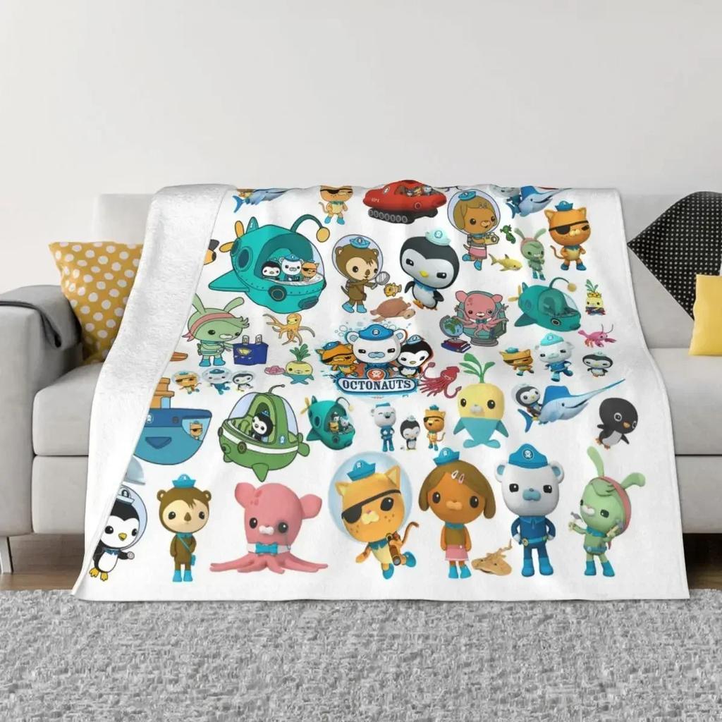 The Octonauts Collage Flannel Blankets Cute Cartoon Anime Creative Throw Blankets for Sofa Bedding Lounge 200x150cm Quilt
