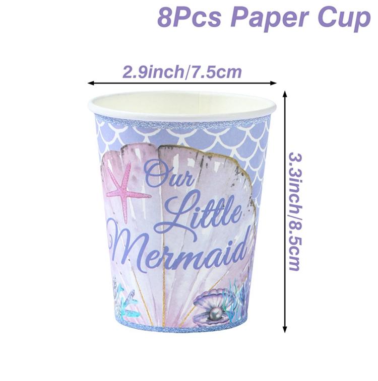 

Русалочья посуда Декор для вечеринки в океане Бумажные тарелки Под морем День рождения Свадьба Товары для вечеринок Декор для вечеринок Baby Shower