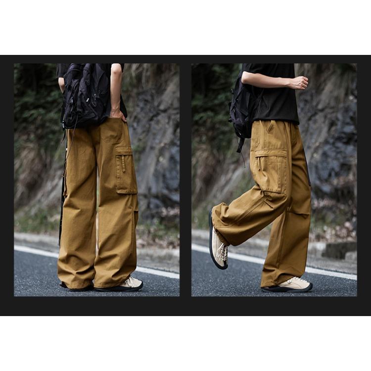 Cotton Cargo Pants Men High Street Loose Fit Jogger Trousers Casual Spring Autumn