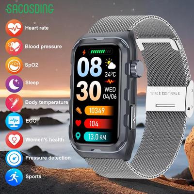 SACOSDING Smart Watch Men Fitness Bracelet Smart Band ECG PPG SpO2 Women Smartwatch Body Temperature Blood Pressure Smartwatch