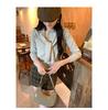 Women's Two-Piece Set: Korean-Style Navy Collar Shawl & Knit Sweater for Autumn/Winter