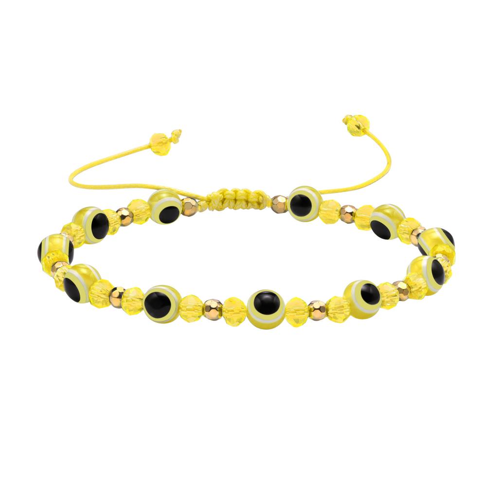 Evil Eye Crystal Beads Bracelet, Handmade String Adjustable Wristband, Amulet Protection Good Luck Bracelet For Women