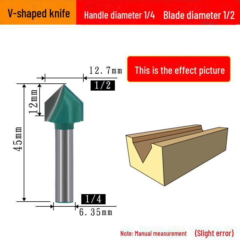 1/4" Bearing Woodworking Milling Cutter Set: Trimming, Engraving, V-Shaped, Straight, & Round Bottom Knives