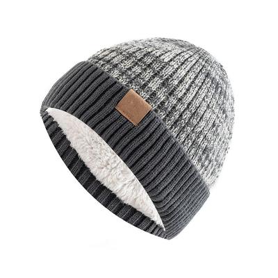 New Unisex Two-Tone Winter Hats Add Fur Lined Men And Women Fashion Warm Beanie Cap Casual Winter Knitted Hats