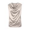 Women’s Sleeveless Satin Cowl Neck Blouse Relaxed Fit Pullover Top Lightweight Soft Tank Shirt for Daily Wear