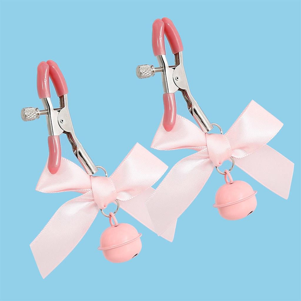 Pink Bowtie Bell Nipple Clamp Adult Sex Games Nipple Teasers Flirting Toys for Couple Cosplay Sex Play Props