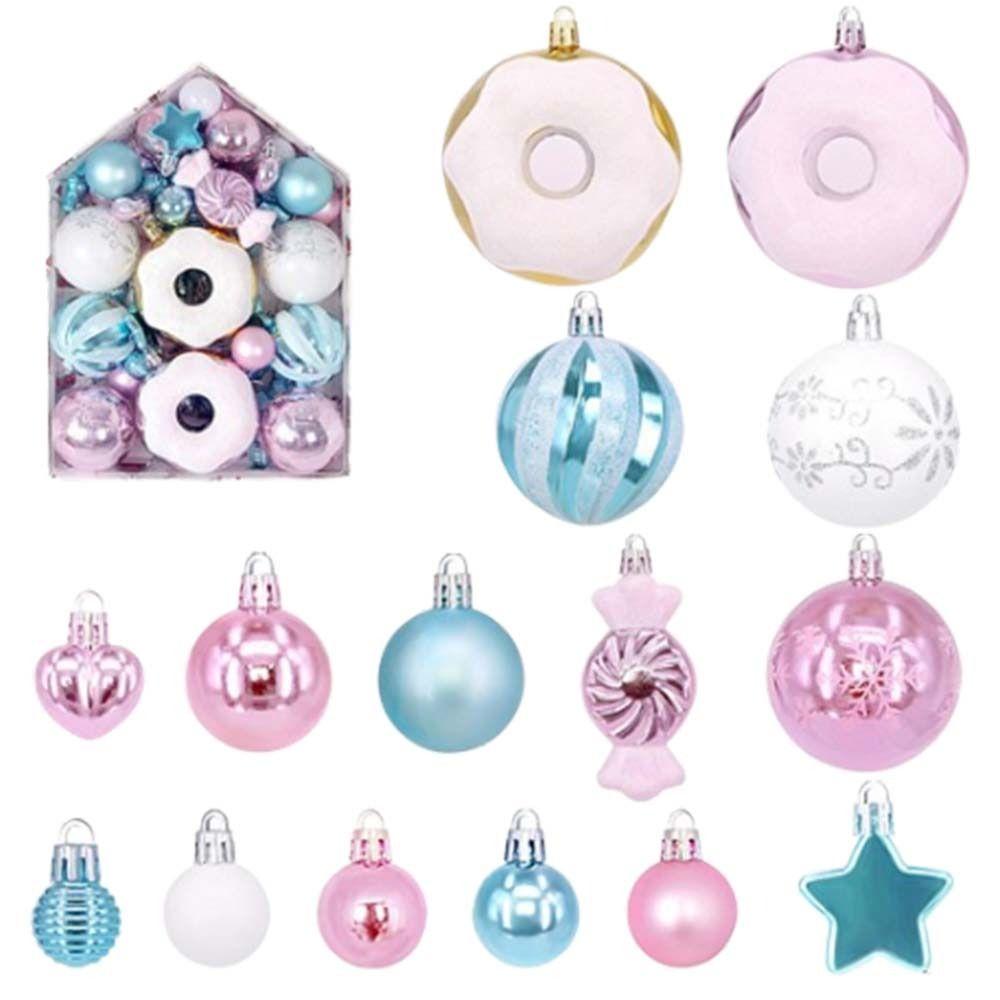 

72 шт. набор рождественских шаров с рисунком из мультфильмов, уникальные пластиковые рождественские шары, подвесное украшение, праздничная рождественская елка, подвеска
