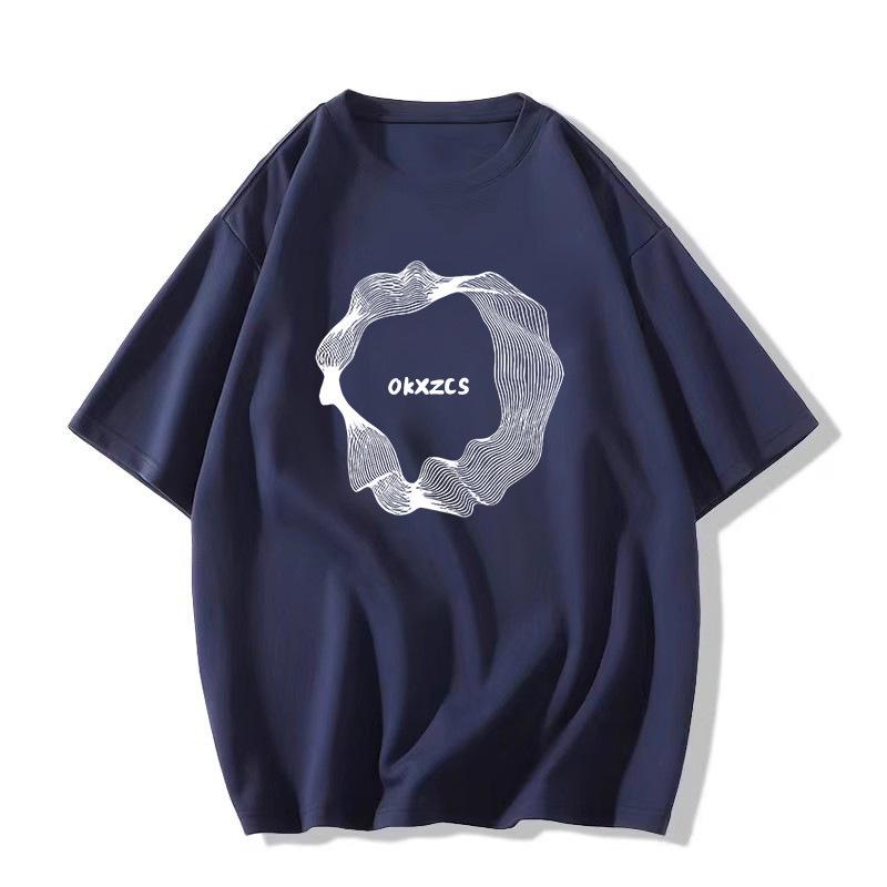 

Женская ретро футболка из плотного хлопка с коротким рукавом - Свободный крой, Модный новый летний дизайн с уникальным принтом M темно-синий