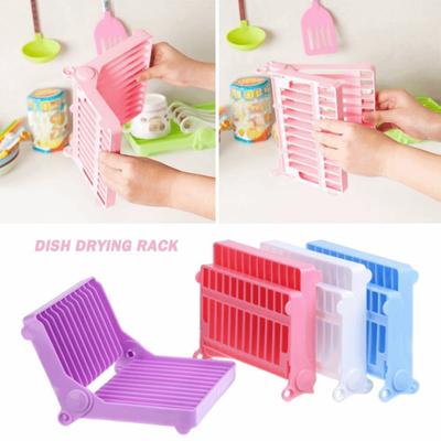 Foldable Design Dish Drying Rack Plastic Material Kitchen Drainer Foldable Rack Plate Storage